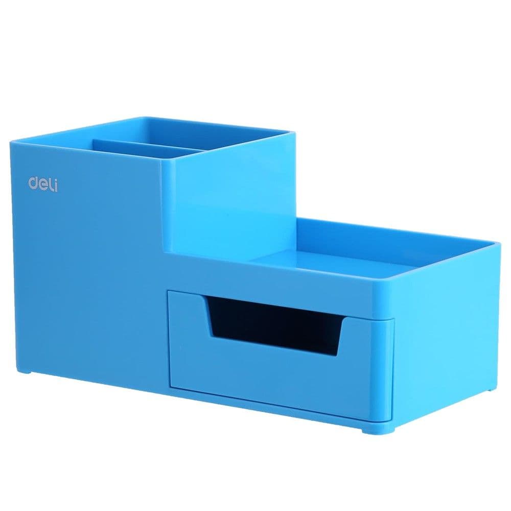 Mbajtëse për aksesorë kancelarie, Deli, plastikë, 17.5x9x9.2 cm, blu, 1 copë