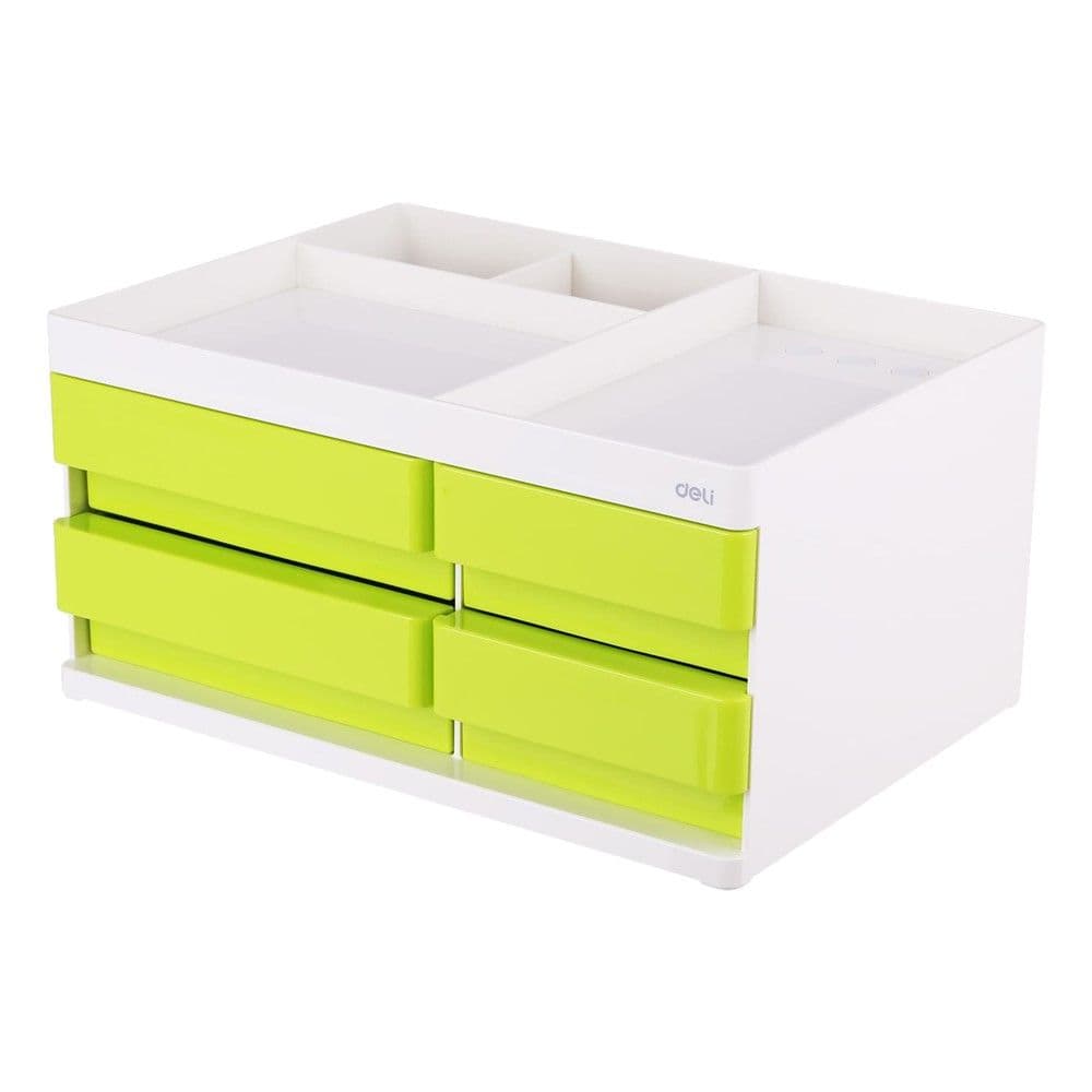 Mbajtëse kancelarie me 4 vende për mbajtëse aksesorësh, 175x90x92mm, plastik, jeshile