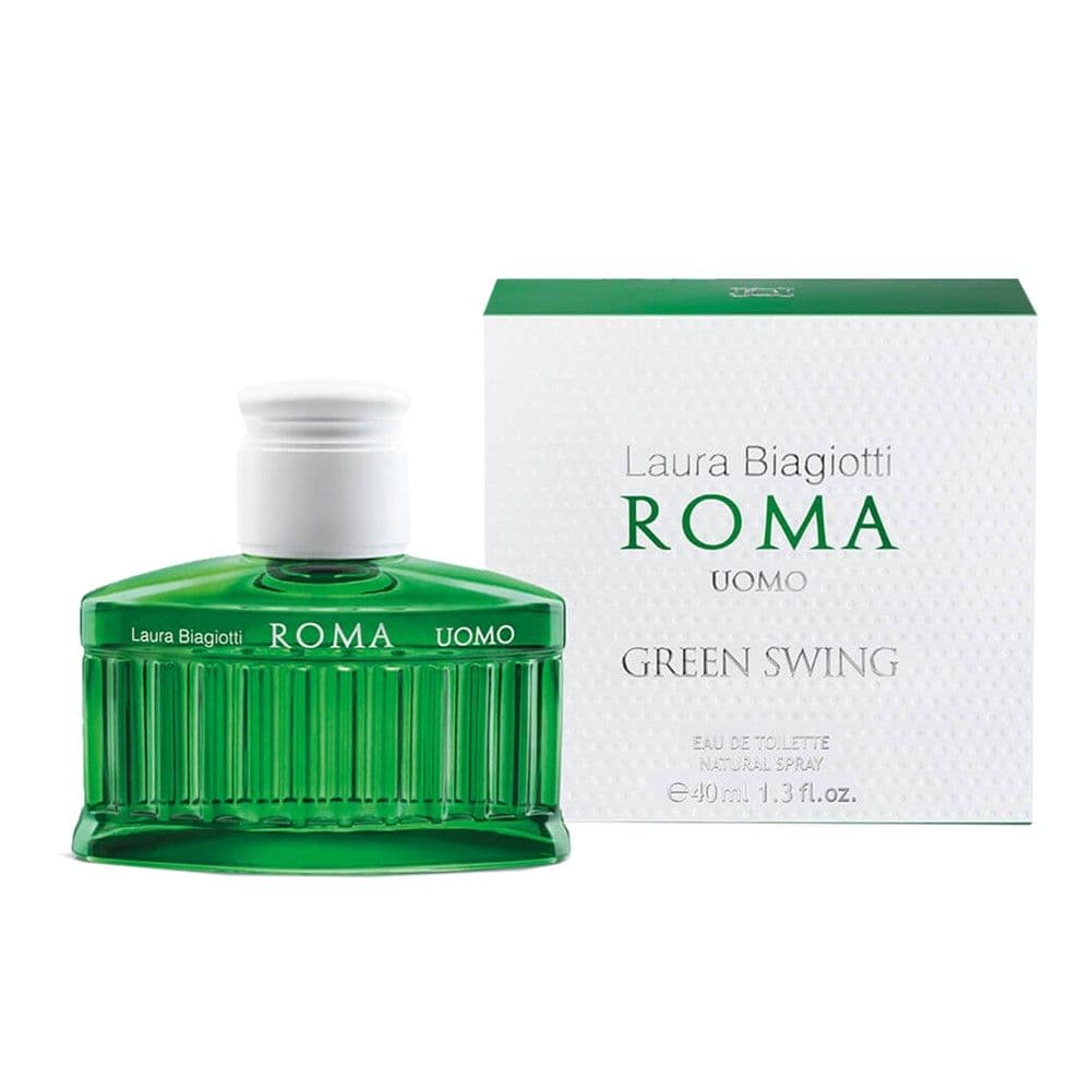 Parfum për meshkuj, EDT, Roma Uomo, Green Swing, Laura Biagiotti, qelq, 40 ml, e gjelbër dhe e bardhë, 1 copë