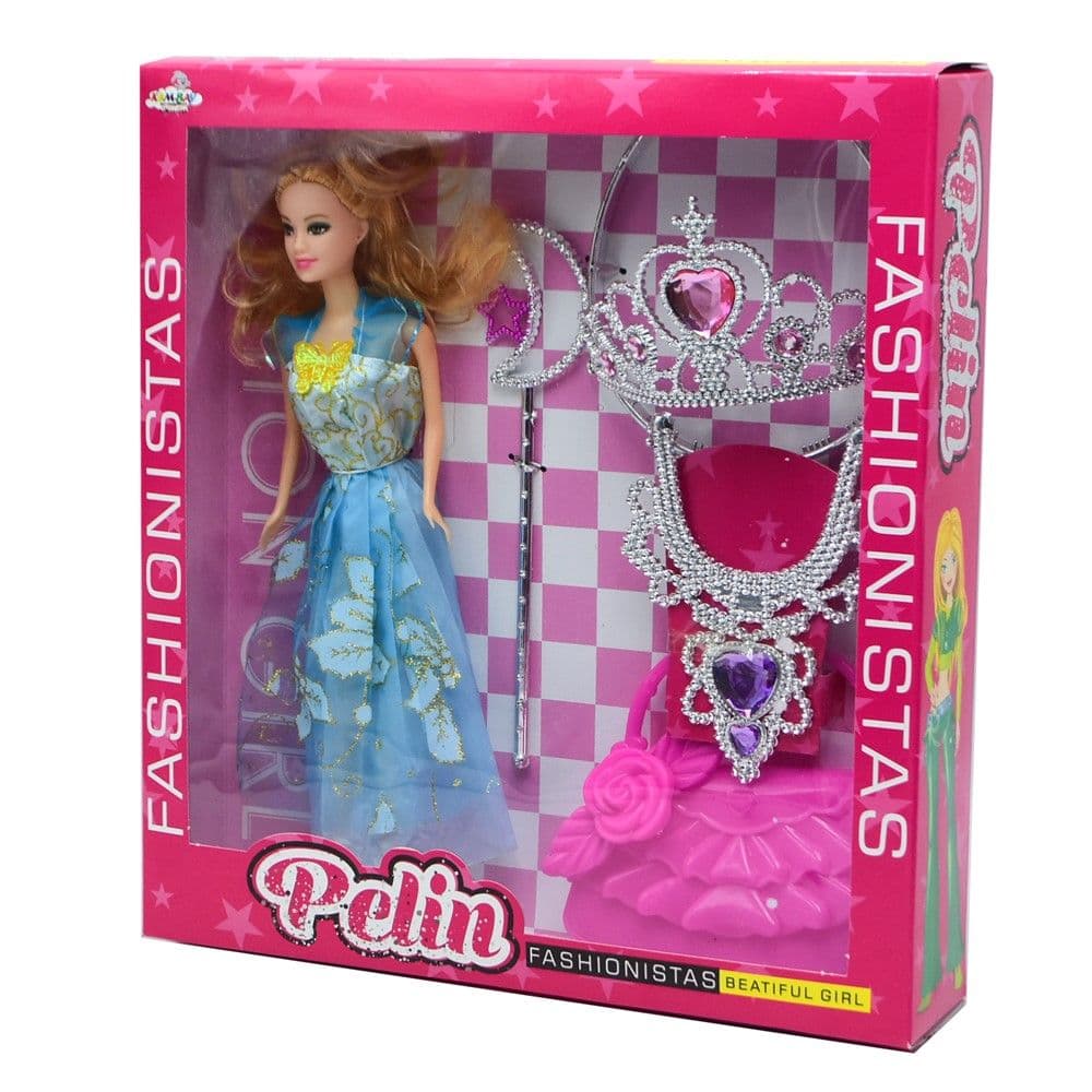 Set kukull me aksesorë për fëmijë, Pelin, Fashionistas, KemBay, plastikë dhe poliestër sintetike, 6x30x33 cm, mikse, 5 copë