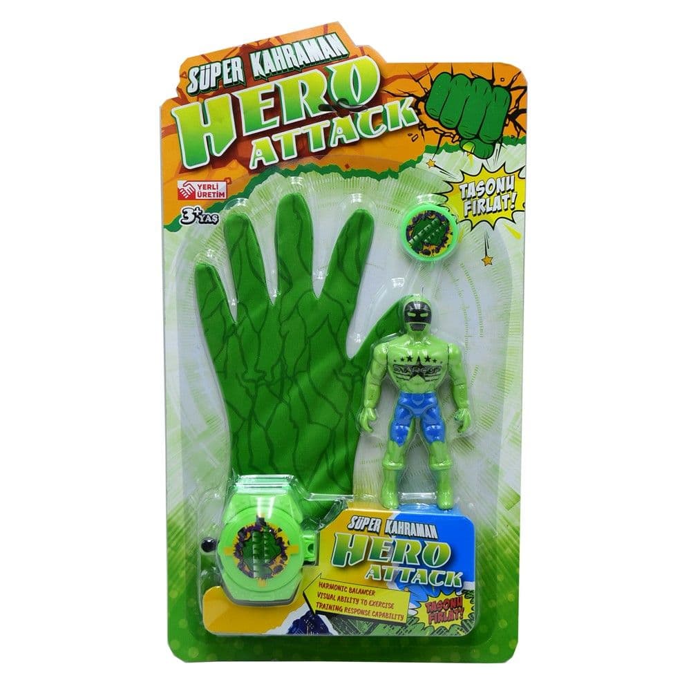 Set lodër për fëmijë, Hulk, Super Hero Attack, plastikë dhe poliestër sintetike, 20x33x2 cm, e gjelbër, 3 copë