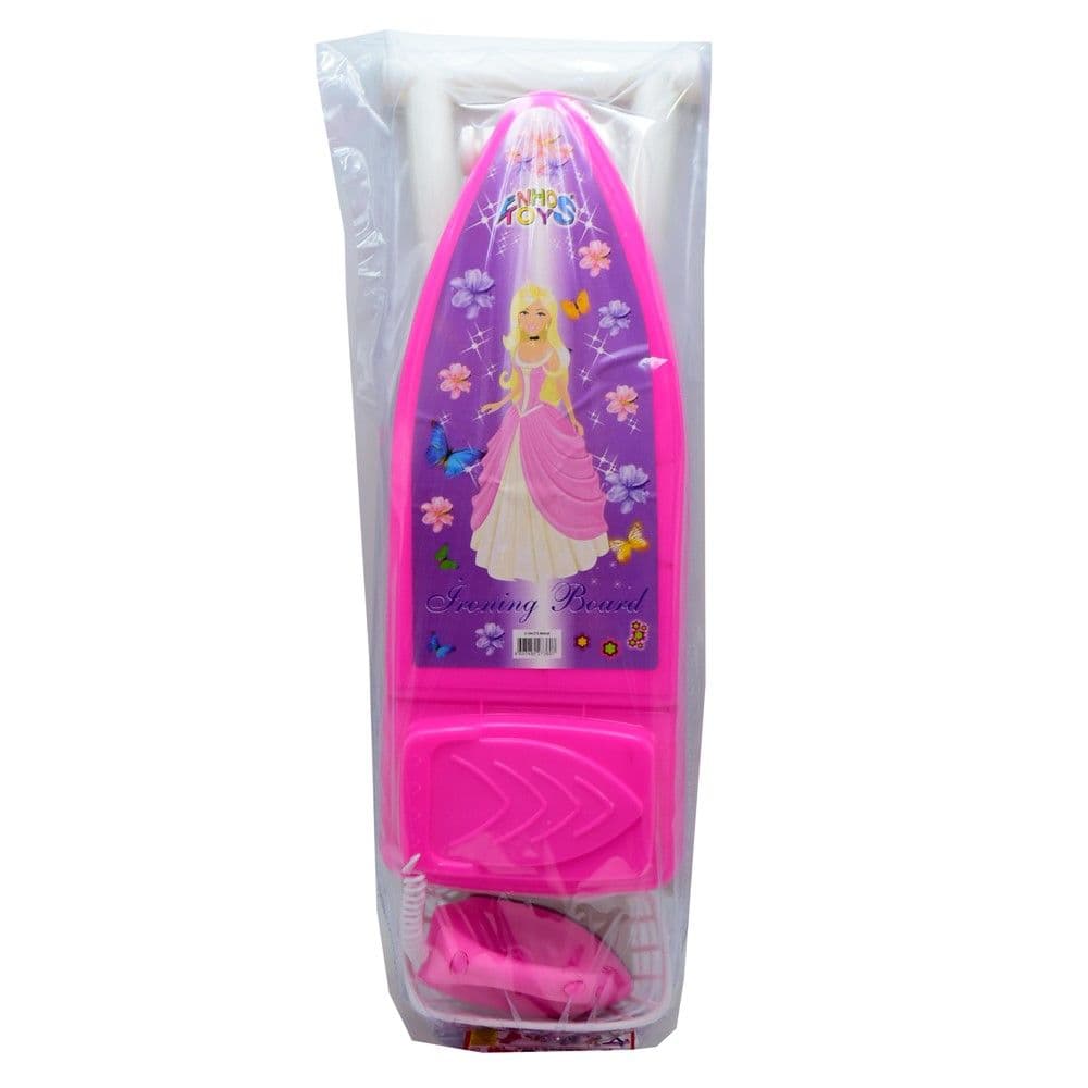 Set me pajisje hekurosjeje për fëmijë, plastikë, 19x61x60 cm, rozë dhe lejla, 2 copë