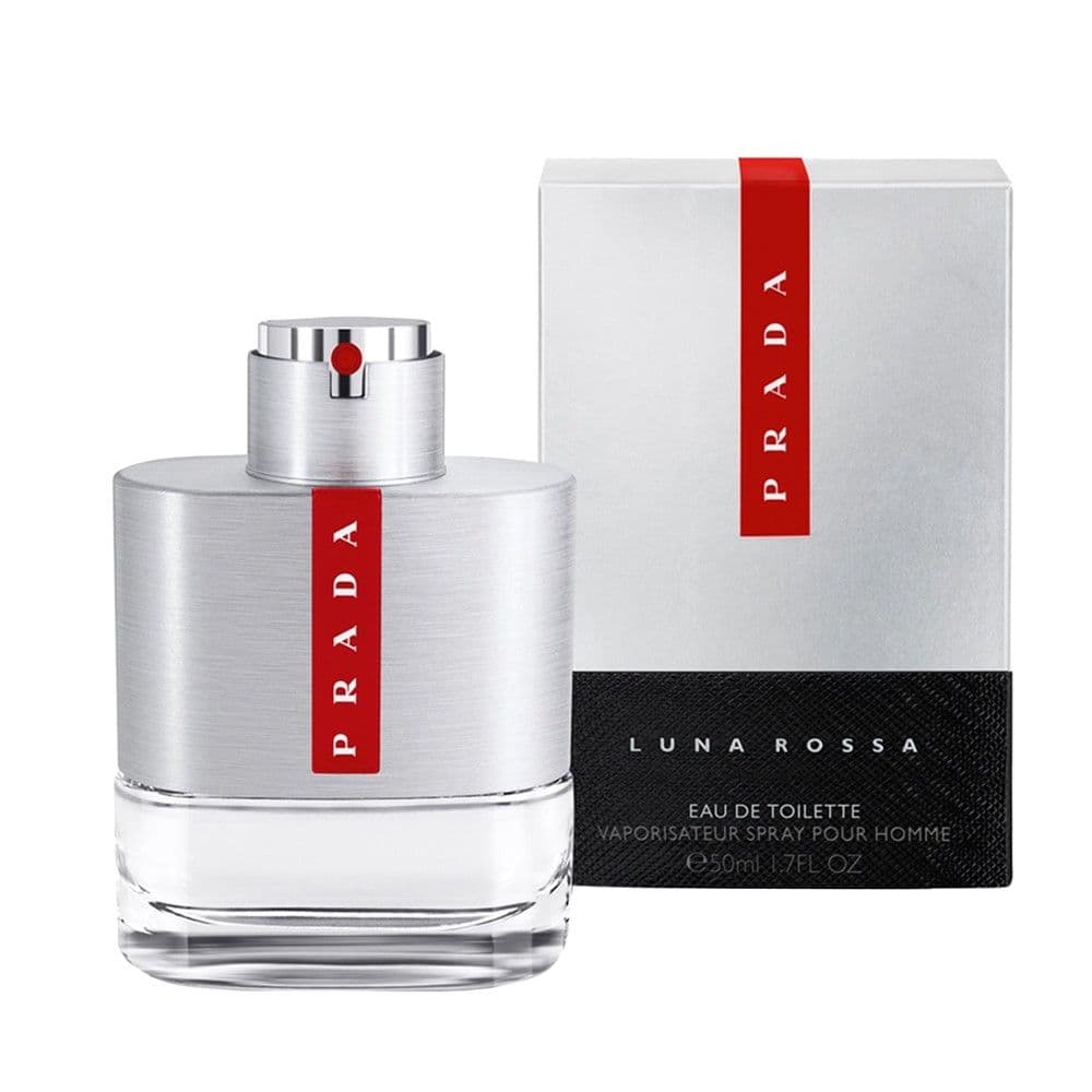 Parfum për meshkuj, Luna Rossa, Prada, EDT, qelq, 50 ml, e kuqe dhe argjend, 1 copë