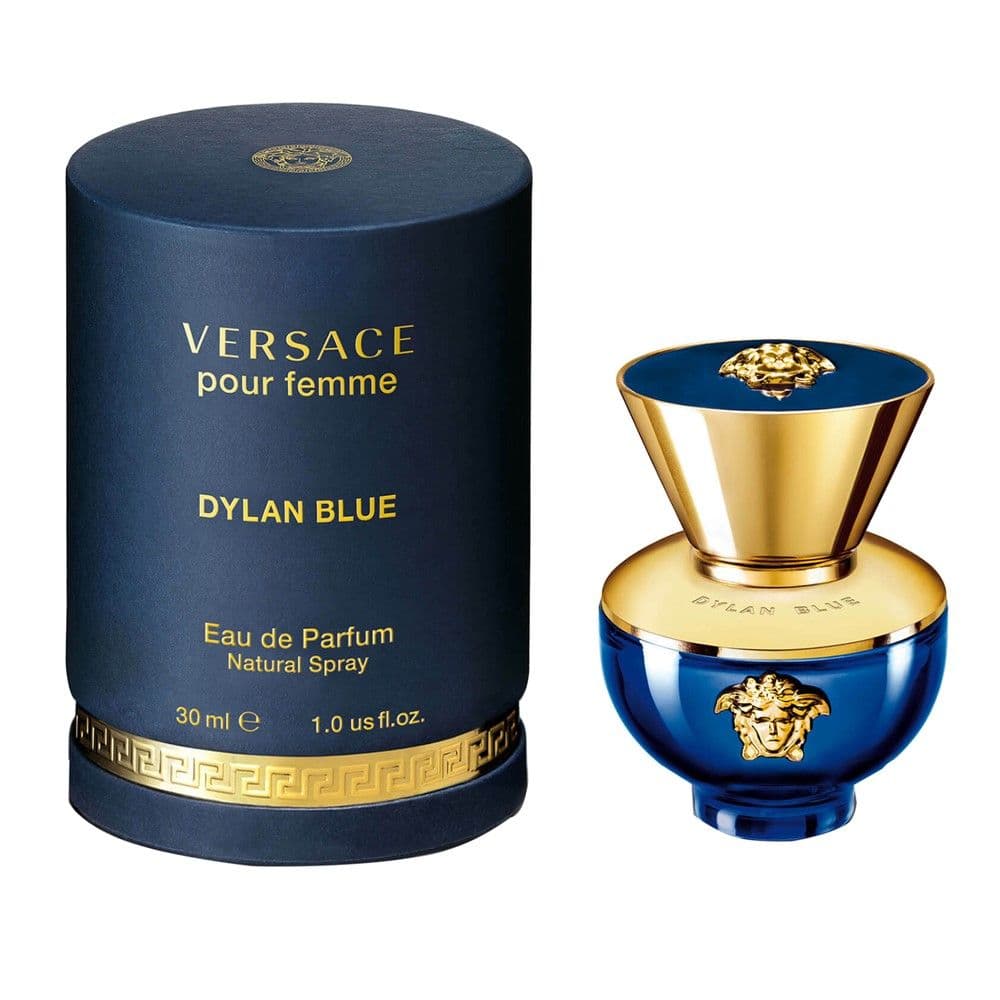 Parfum për femra, Dylan Blue, Versace, EDP, qelq, 30 ml, blu dhe gold, 1 copë