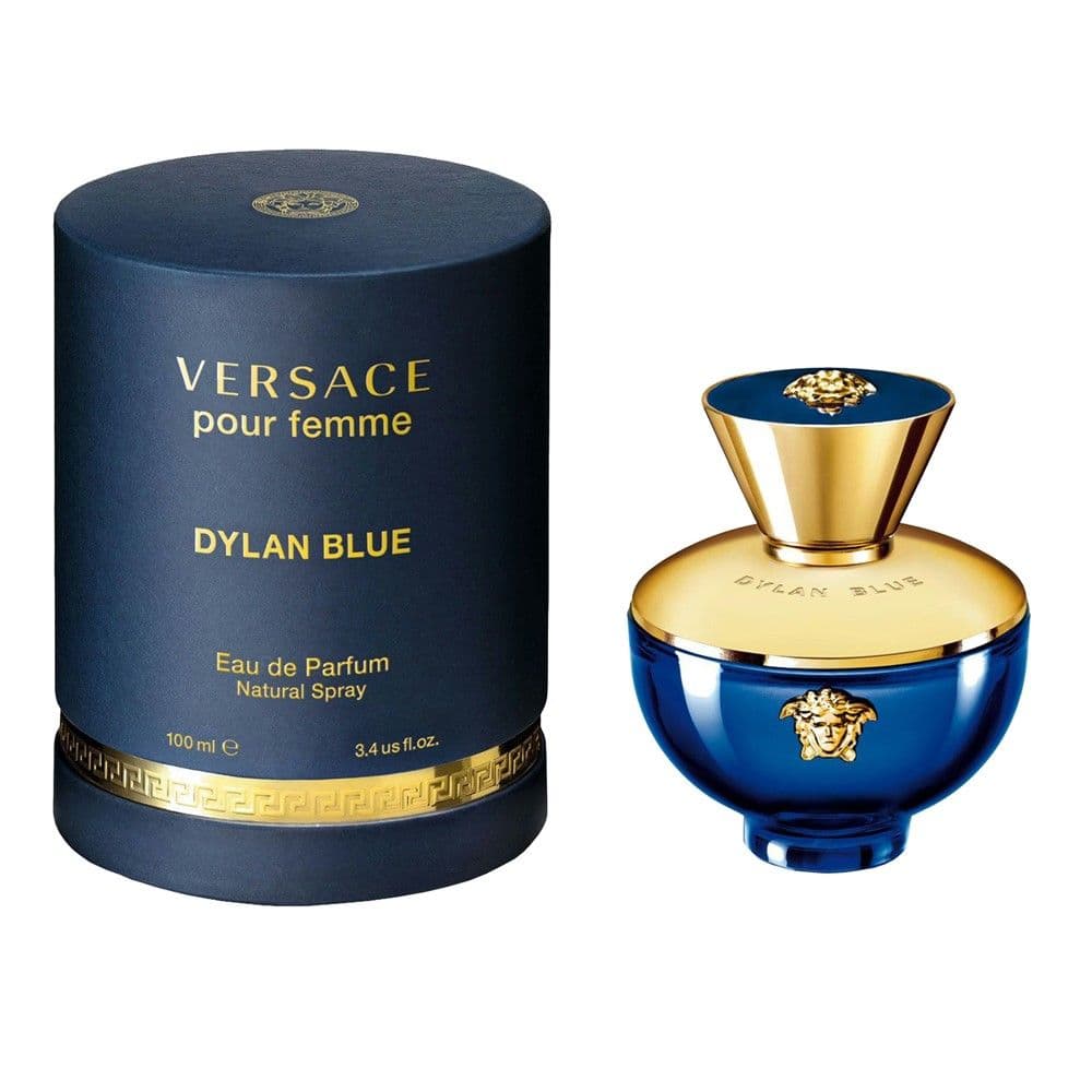 Parfum për femra, Dylan Blue, Versace, EDP, qelq, 100 ml, blu dhe gold, 1 copë