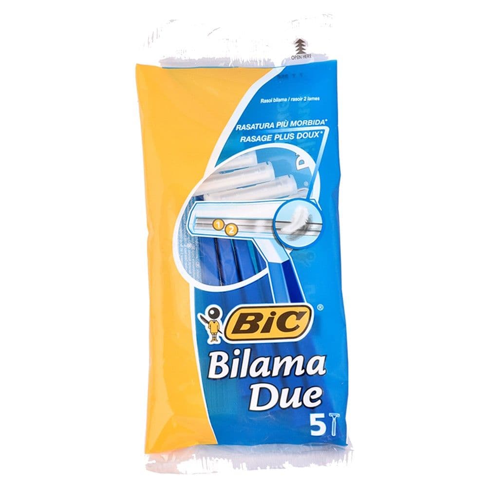 Brisk rroje njëpërdorimësh për meshkuj, Bic, plastikë dhe inoks, 19.5x10.5x3.5 cm, blu, 5 copë