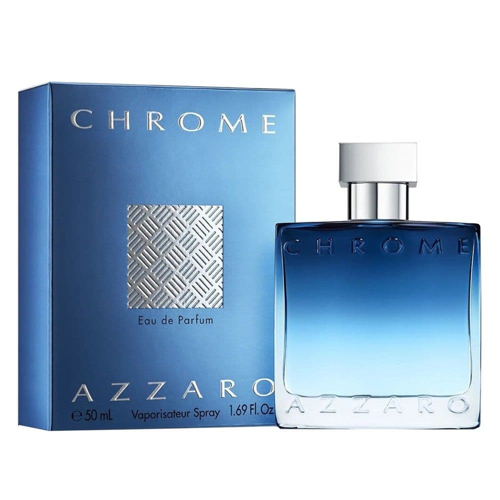 Parfum per meshkuj, Azzaro, Chrome, EDP, 50 ml, qelq dhe metal, blu, 1 cope