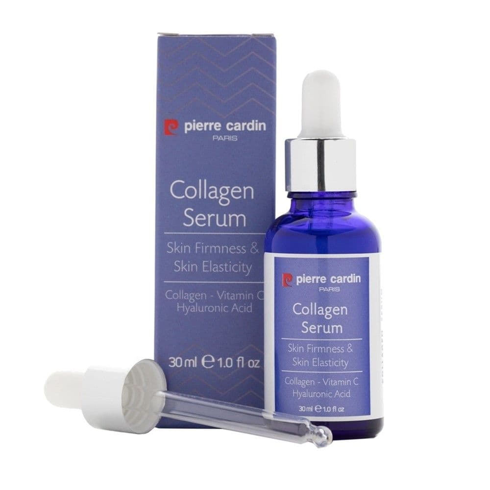 Serum me kolagjen për përmirësimin e elasticitetit të lëkurës, Pierre Cardin, plastikë dhe qelq, 30 ml, lejla, 1 copë