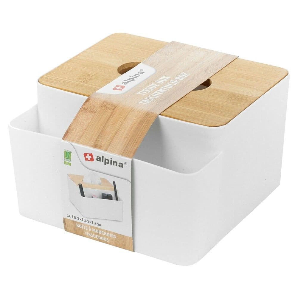 Kuti kozmetike organizues për kartopeceta, Alpina, 16.5x15.5x9.7 cm, e bardhë, bezhë