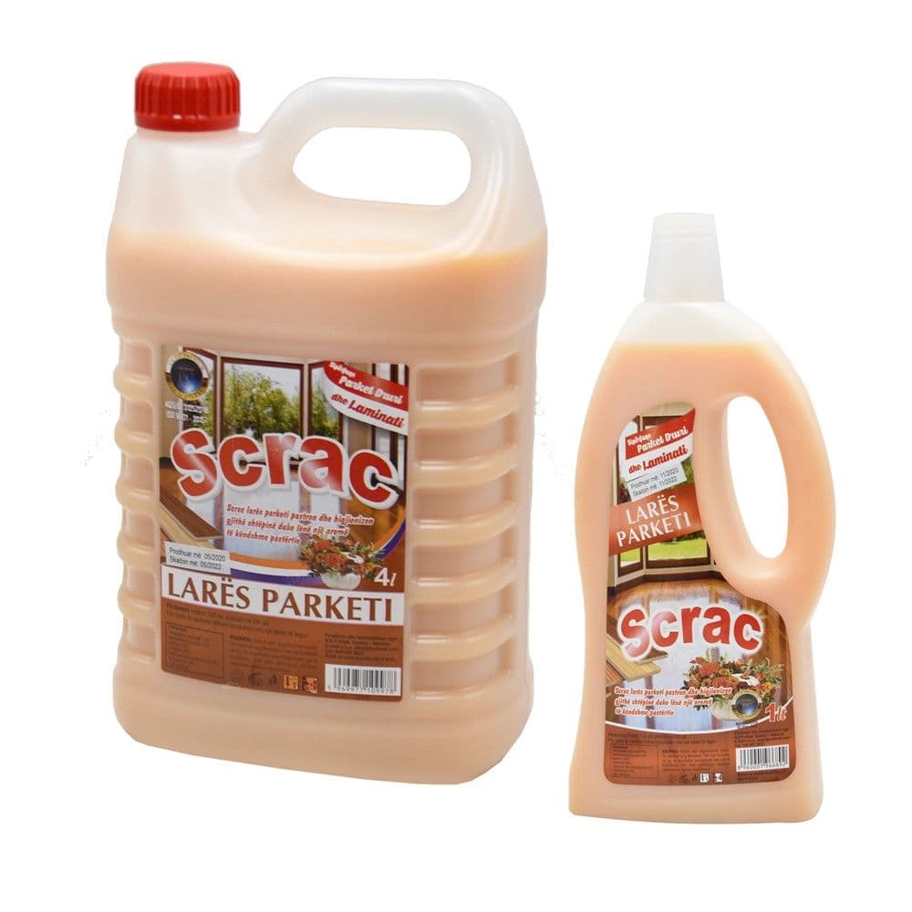 Set detergjent për parket 4 lt + larës parketi 1 lt, 2 cope, 1 pako