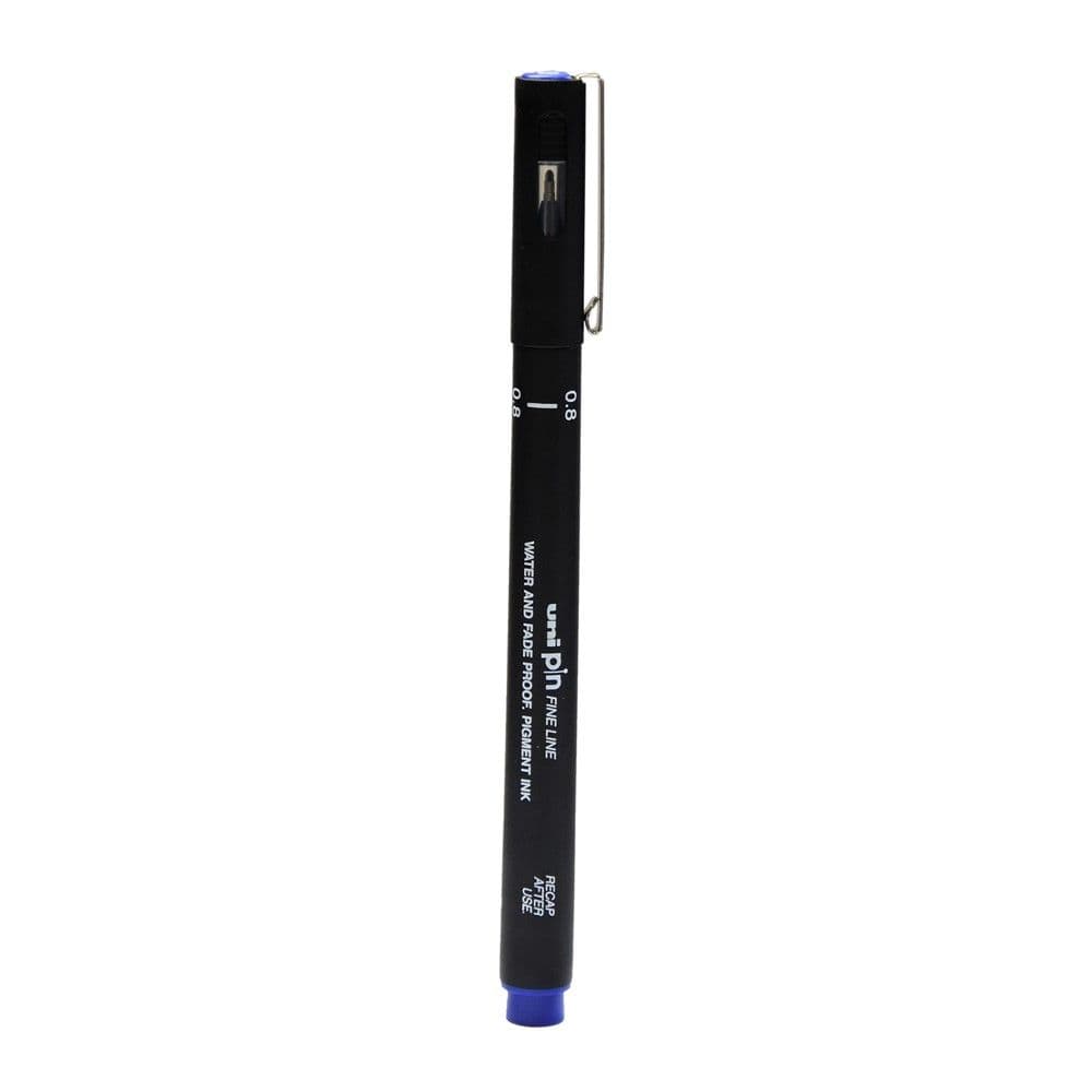 Stilolaps marker me majë të hollë, Uni Pin 03-200, Fine Line, Mitsubishi, plastikë dhe metal, 8.5x4x0.8 cm, blu, 1 copë