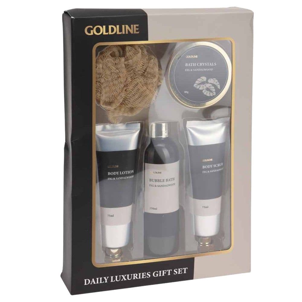 Set me shampo trupi, Fig & Sandalwood, plastikë, 4x25x35 cm, gri, 4 copë