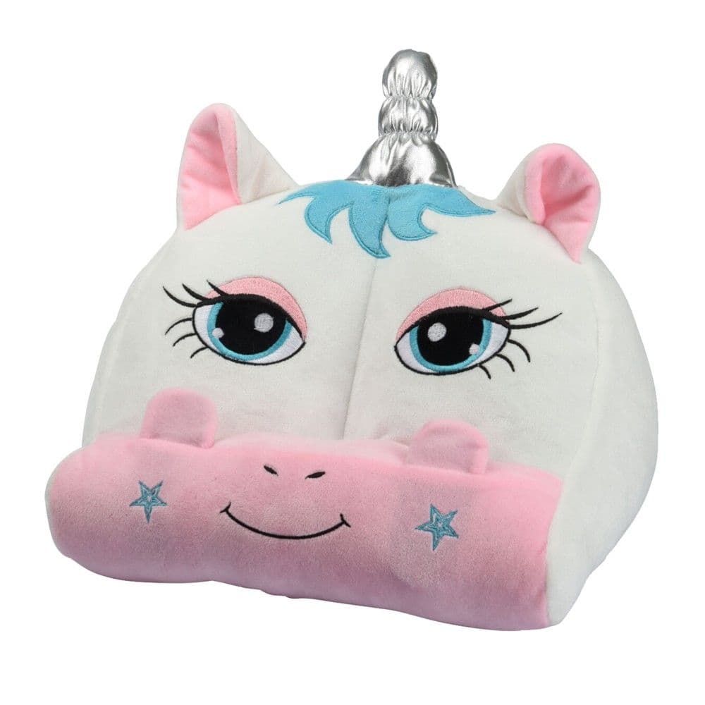 Mbajtëse libri dhe tableti, unicorn, pellush, 30x20x20 cm, e bardhë dhe rozë, 1 copë