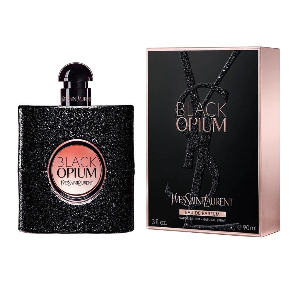 Parfum per femra, Yves Saint Laurent, Black Opium, EDP, 90 ml, qelq dhe metal, lejla, 1 copë