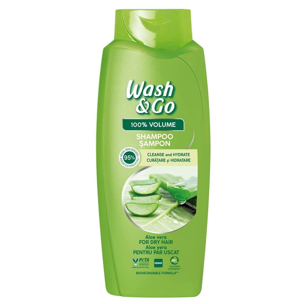 Shampo flokësh për volum, me efekt hidratues, Wash & Go, plastikë, 675 ml, e gjelbër, 1 copë