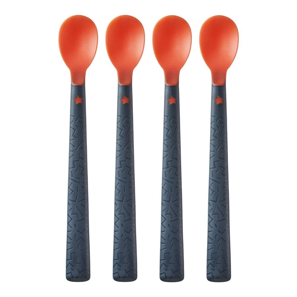 Lugë ushqimi për fëmijë, Tommee Tippee, e kuqe dhe e zezë, +4 muajsh, 4 copë
