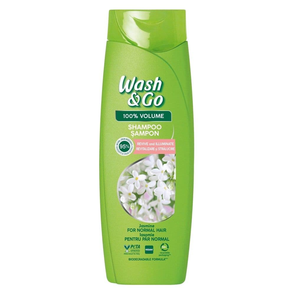 Shampo flokësh për volum, me efekt hidratues, Wash & Go, plastikë, 360 ml, e gjelbër, 1 copë