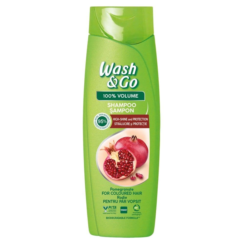 Shampo flokësh për volum, për flokë të lyer, Wash & Go, plastikë, 360 ml, e gjelbër, 1 copë