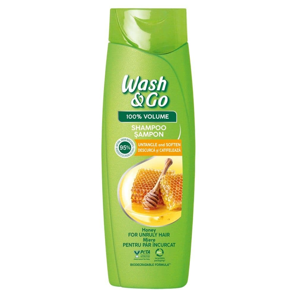 Shampo flokësh për volum, me efekt zbutës, Wash & Go, plastikë, 360 ml, e gjelbër, 1 copë