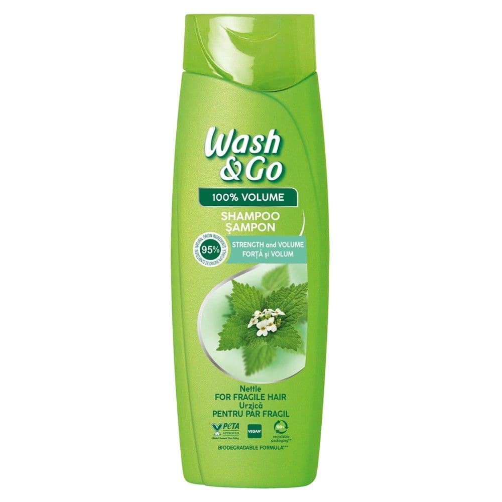 Shampo flokësh për volum, me efekt forcues, Wash & Go, plastikë, 360 ml, e gjelbër, 1 copë