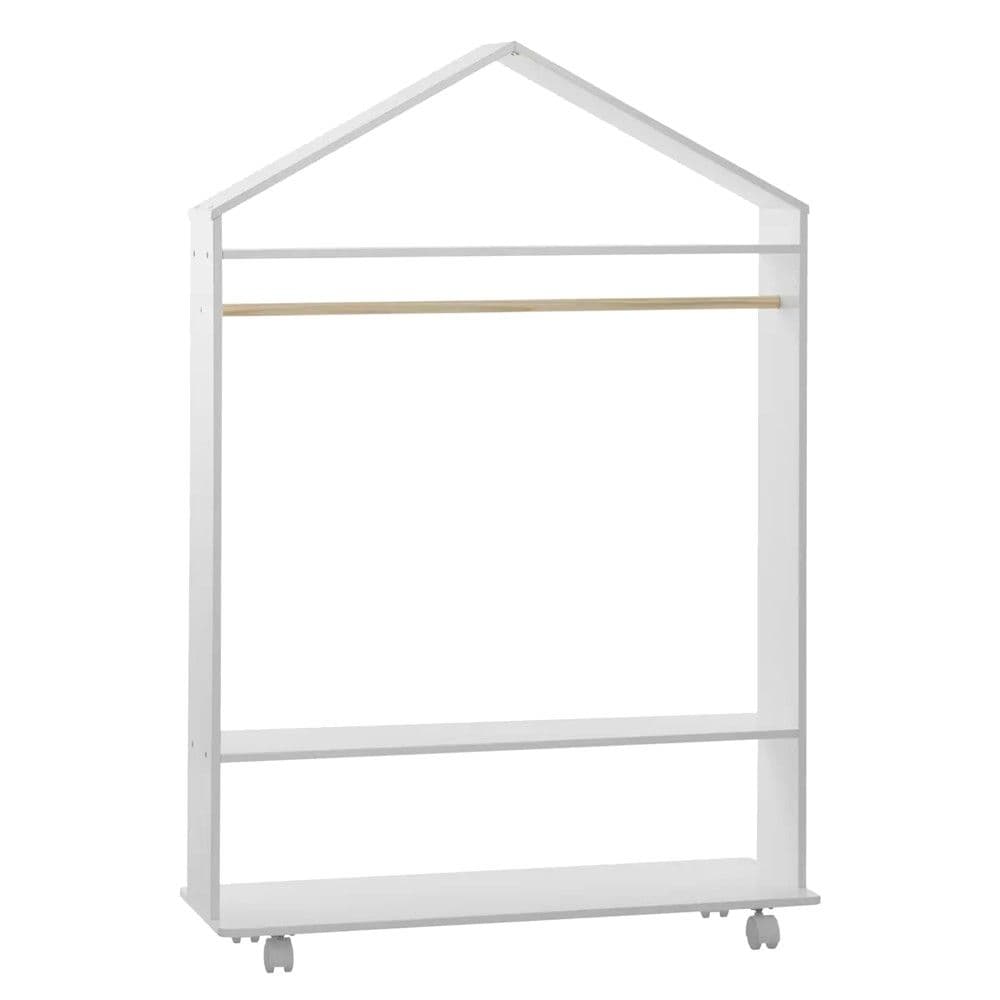 Varëse statike rrobash me rrota për fëmijë, MDF, 80.5x1.36x120 cm, e bardhë, 1 copë