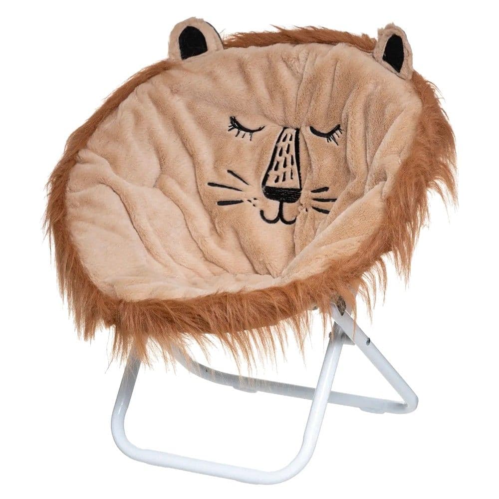 Karrige e palosshme per femije, Lion, alumin dhe pellush, 50x50x50 cm, kafe dhe e zeze, 1 cope