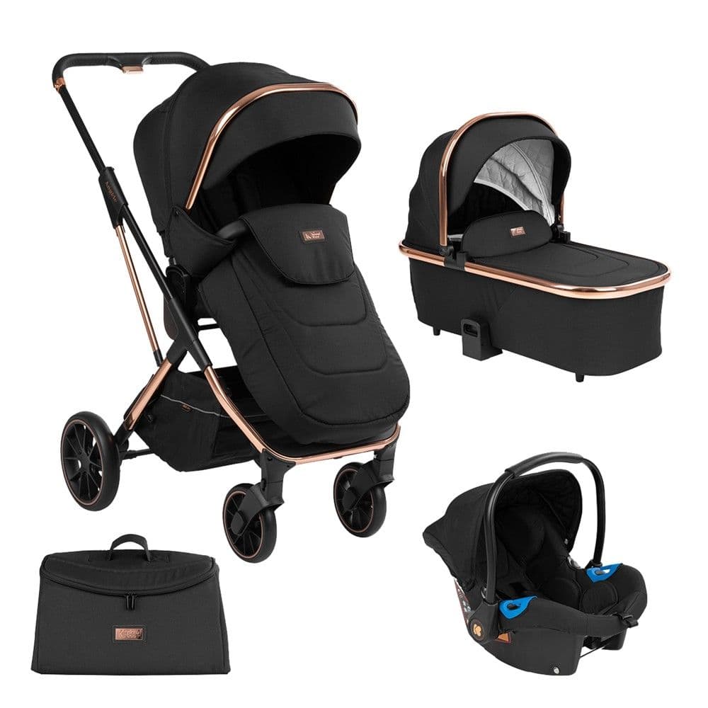Set karrocë për fëmijë, Kikka boo, Angele, 3 në 1, e zezë e kromuar, 22 kg, 1 copë