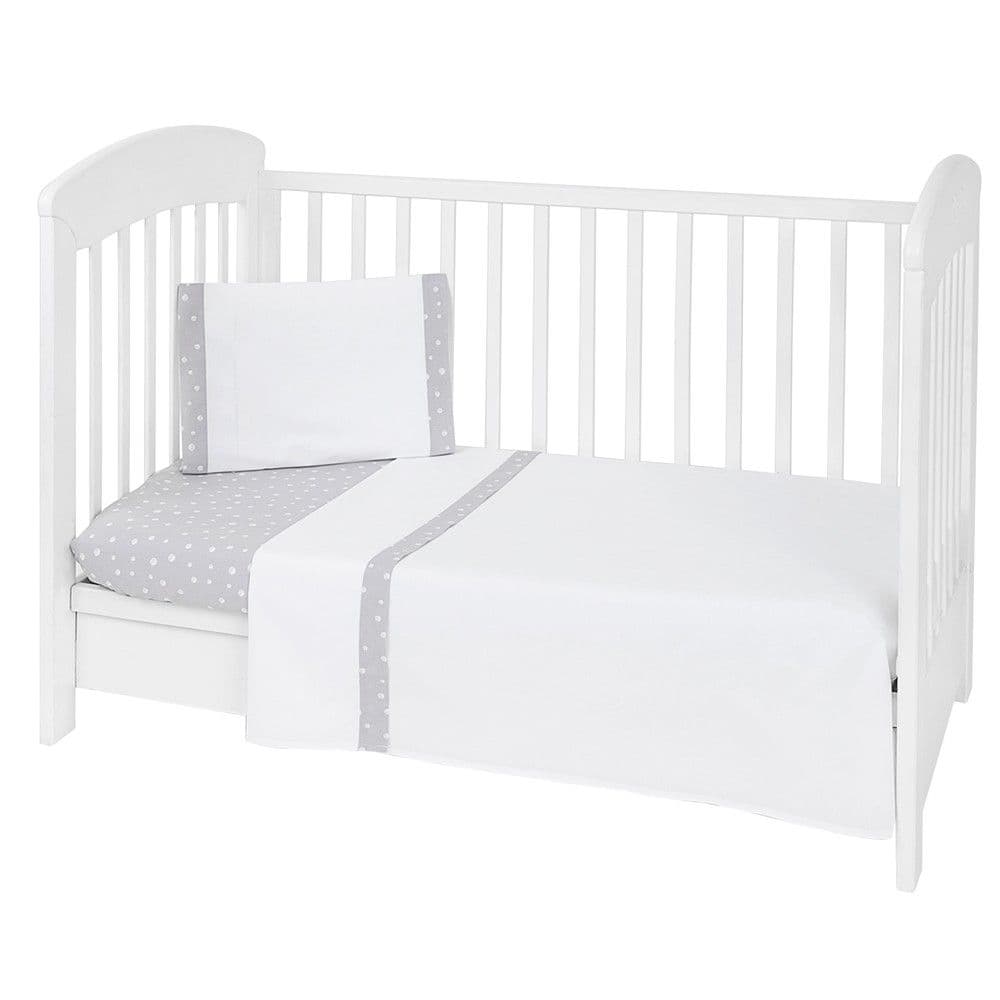 Set carcafë për bebe, Kikka Boo, pambuk, këllef jasteku 35x55, carcafi I poshtem 60x120, I larti 100x160 cm, gri dhe e bardhë