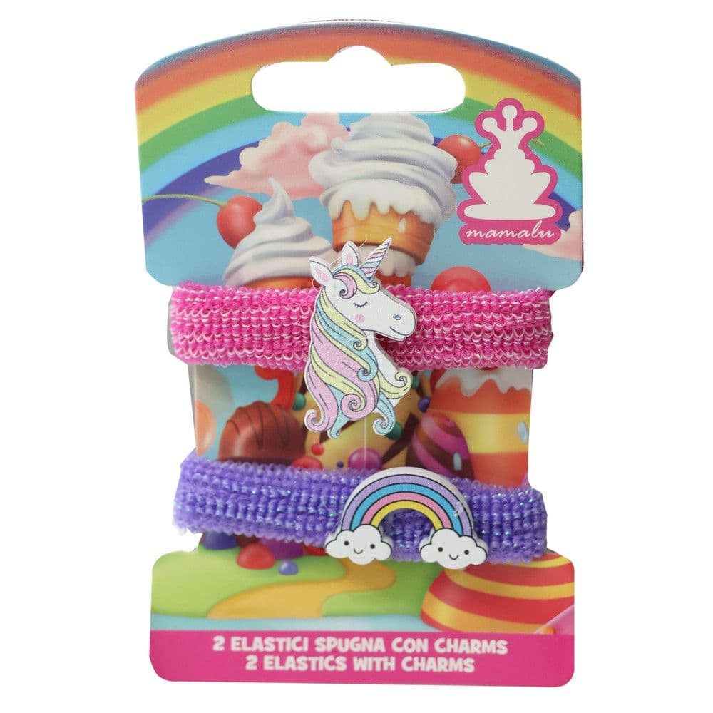 Llastik flokësh për fëmijë, Unicorn, rozë/lejla, 2 copë