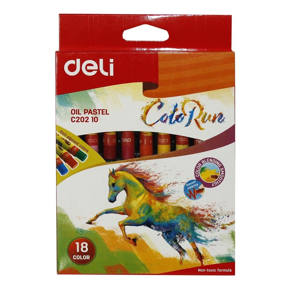 Bojëra pastel për fëmijë, ColoRun, Deli, dyllë, 17x11.5x1 cm, mikse, 18 copë