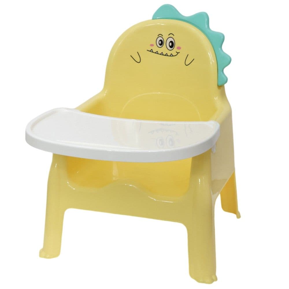 Karrige për fëmijë me tabaka ushqimi, plastike, 50x36x25 cm, e verdhë, 1 copë