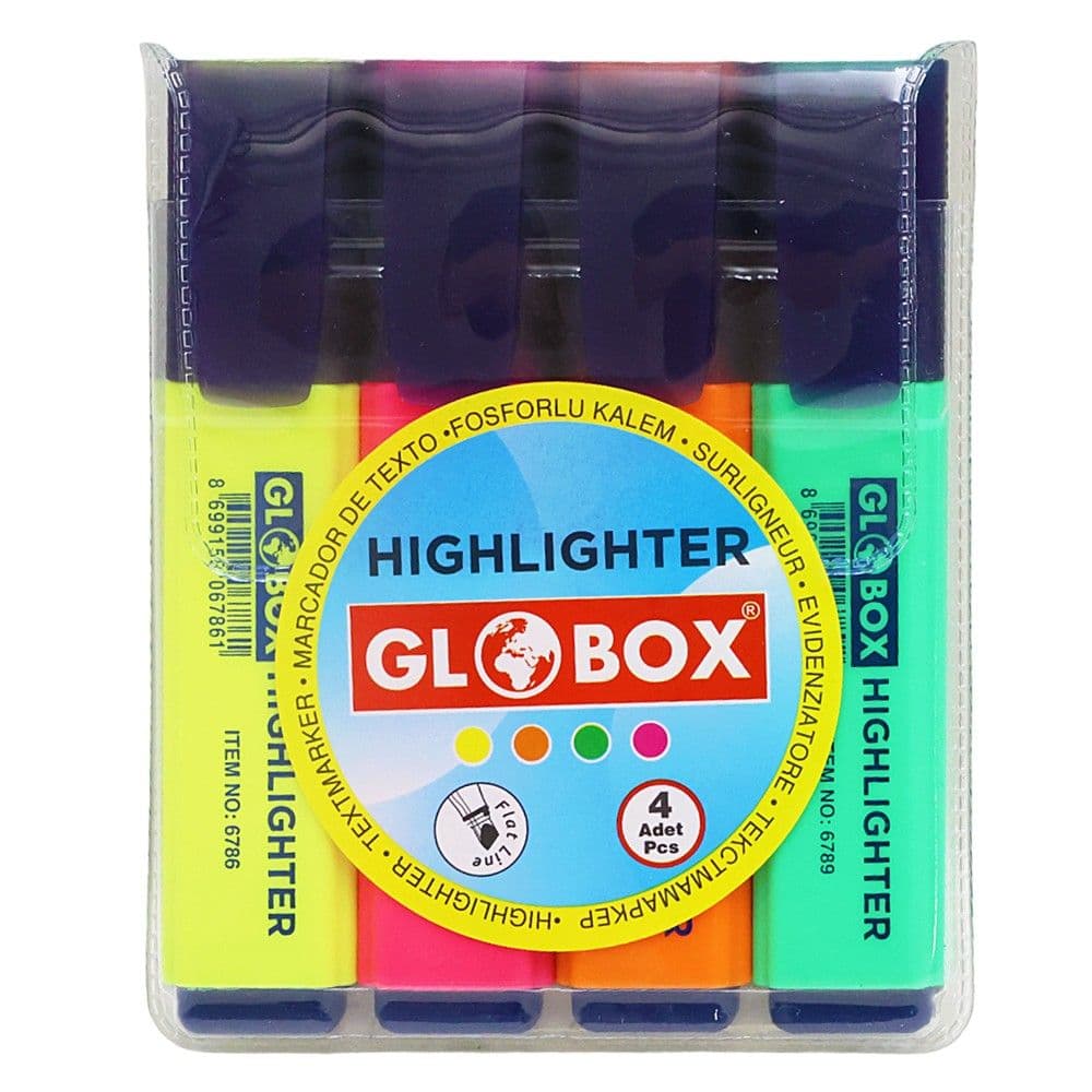 Highlighter, Globox, mikse, 4 copë, 1 pako