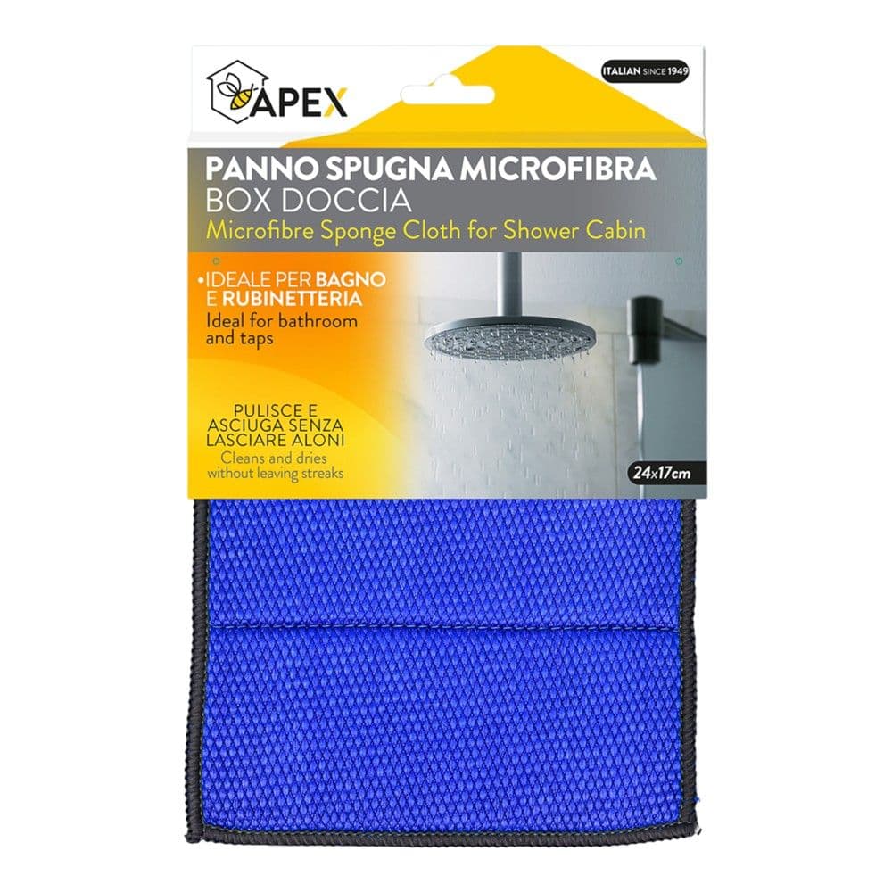 Pecetë pastrimi për kabinë dushi dhe rubinet, Apex, sfungjer mikrofibër, 24x17 cm, blu, 1 copë