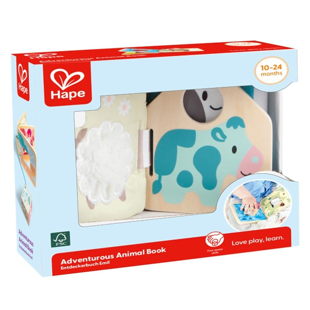 Lodër për bebe, Hape, libri I kafshëve, druri, 14x14 cm, mikse, +10 muajsh, 1 copë