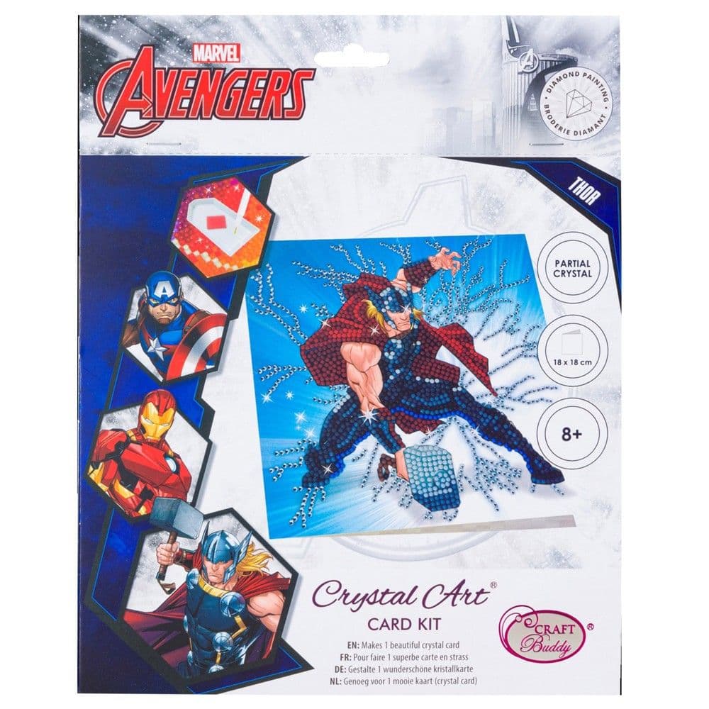 Crystal art card, Craft buddy, Captain America, 18x18 cm, +8 vjec, 1 copë