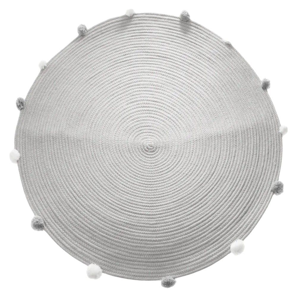 Tapet rrethor për dhomë femijësh, Pompons, gri, D90cm, 1 copë