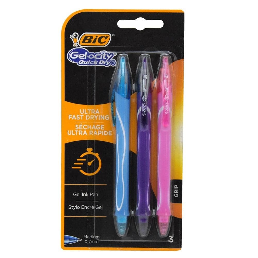 Set me stilolapsa xhel, Gel-ocity Quick Dry, plastikë, 19.4x8x1.7 cm, blu, lejla dhe rozë, 3 copë