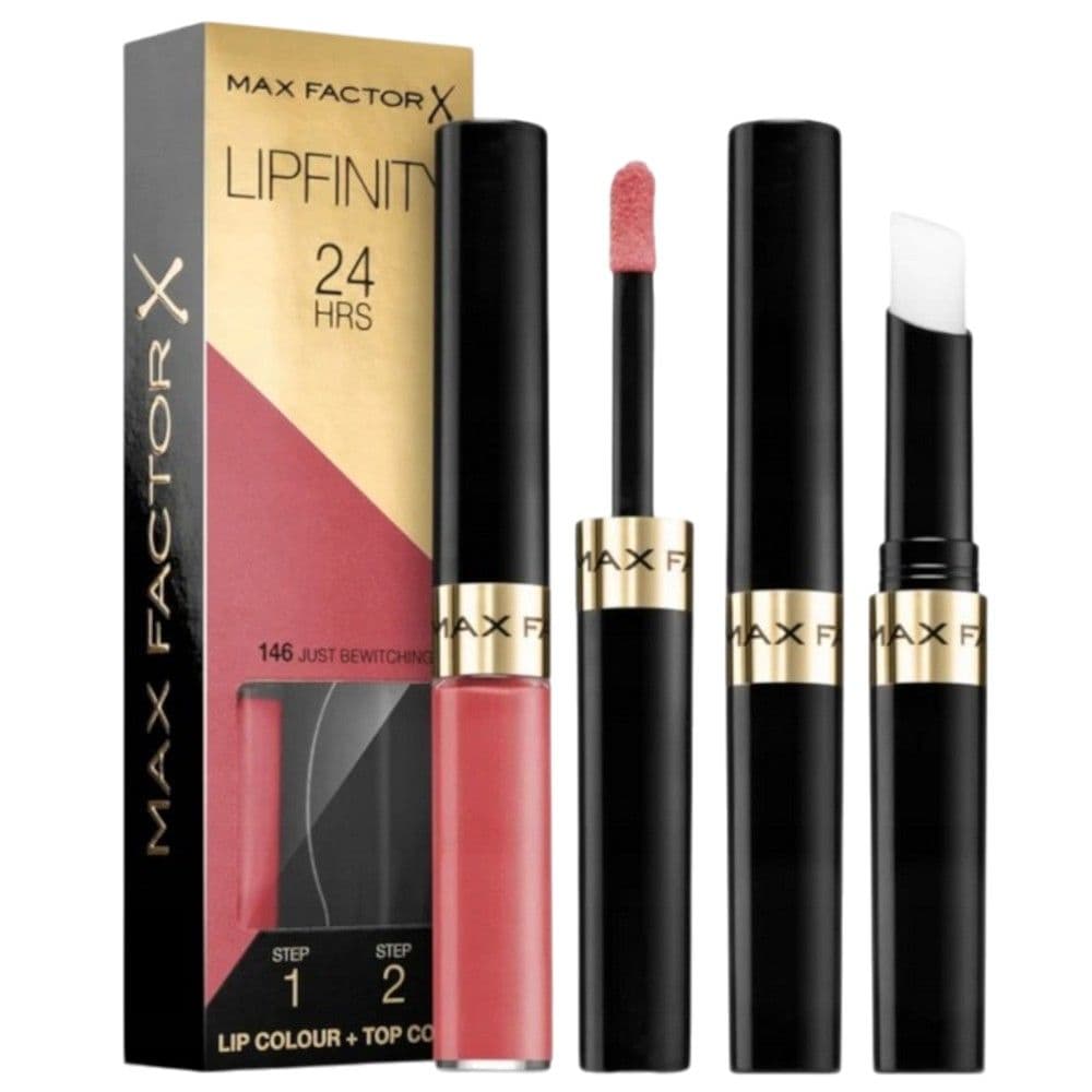 Set buzëkuq i lëngshëm dhe balsam hidratues, 146 Just Bewitching, 2-step Long Lasting, Max Factor, plastikë, 1 pako