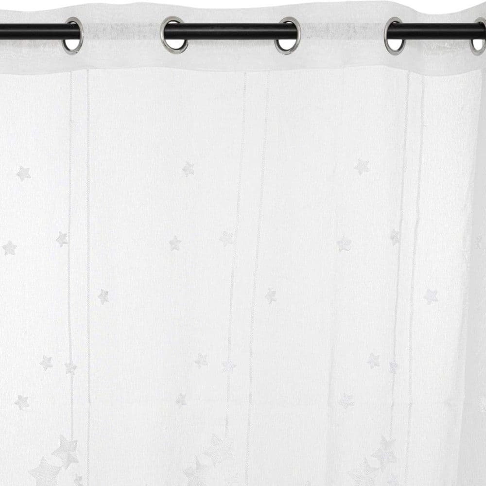 Perde për dhomë fëmijësh, Stars, poliestër, 240x140 cm, e bardhë, 1 copë