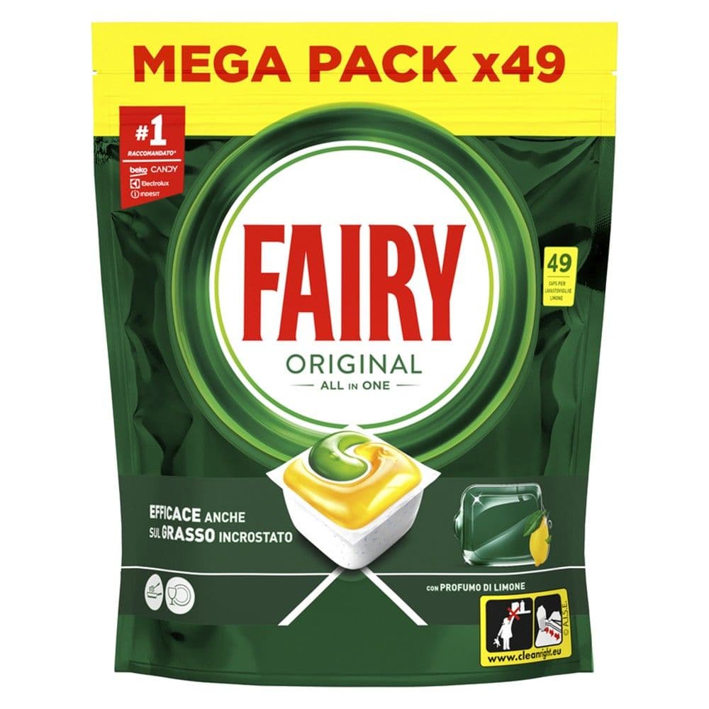 Detergjent kapsulë për lavastovilje, Fairy, Original, Limon, All in One, 49 kapsula, 1 copë