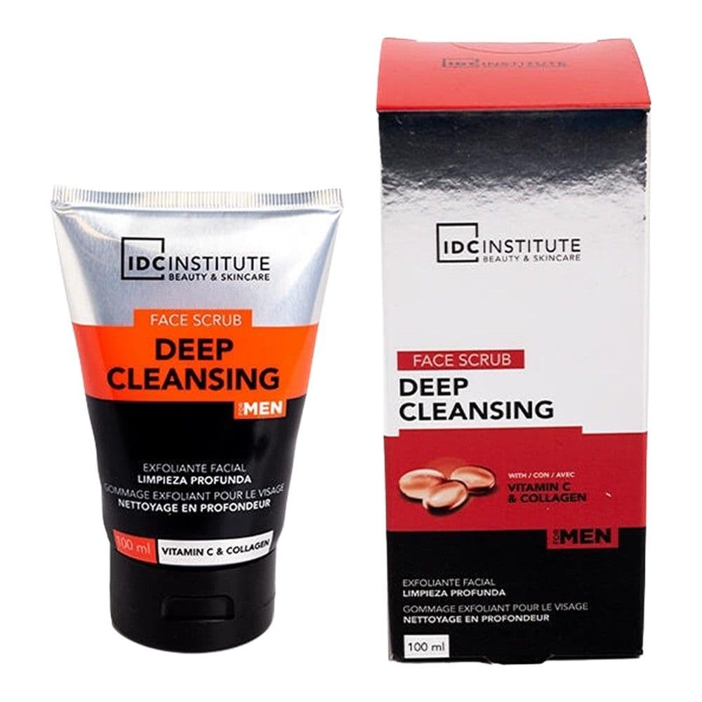 Scrub fytyre për meshkuj, IDC Institute, pastrim i thelle, Vit C dhe kolagjen, 100 ml, 1 copë