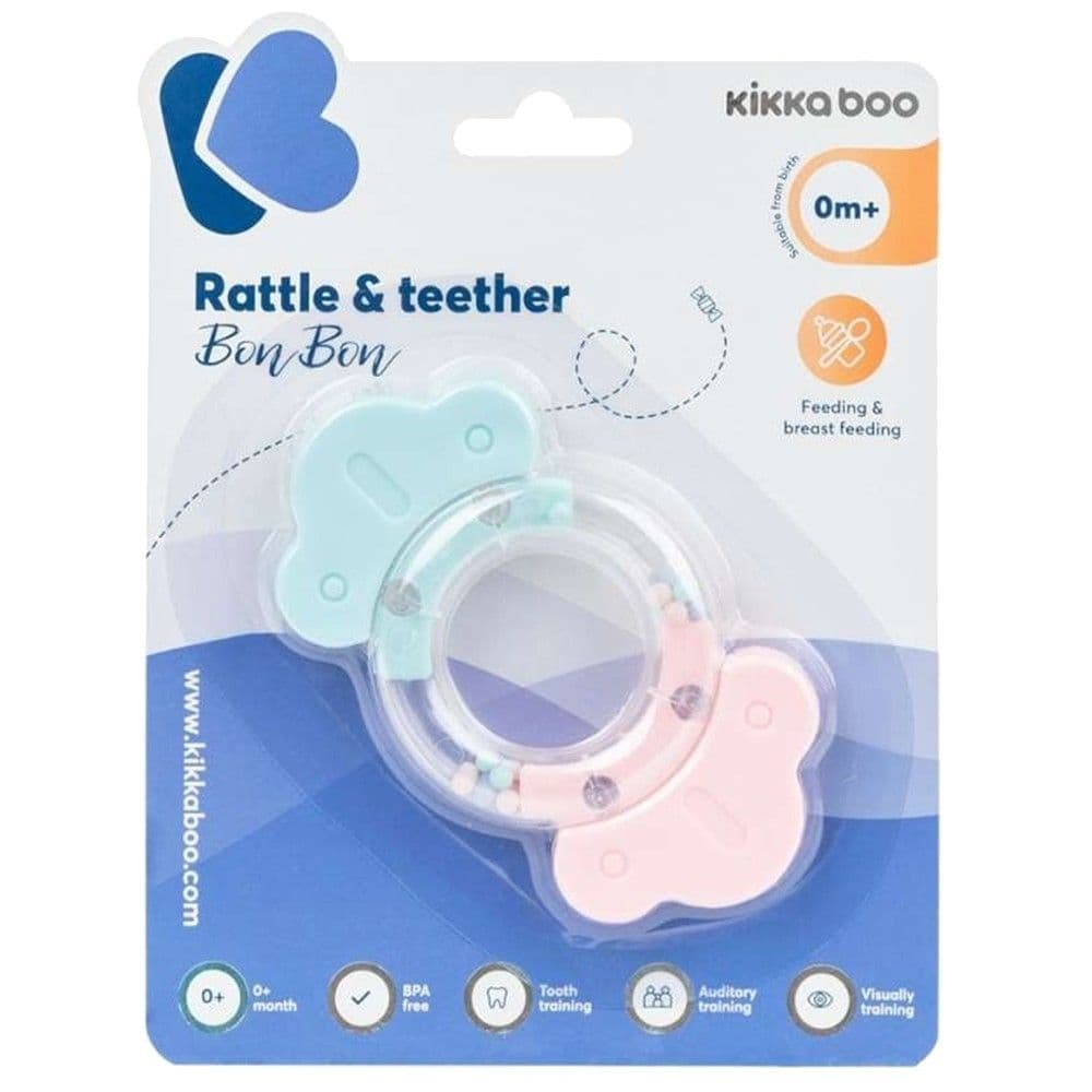Lodër dhe kruajtëse dhëmbësh për bebe, Kikka Boo, Bon Bon, 0 muajsh +, 1 copë