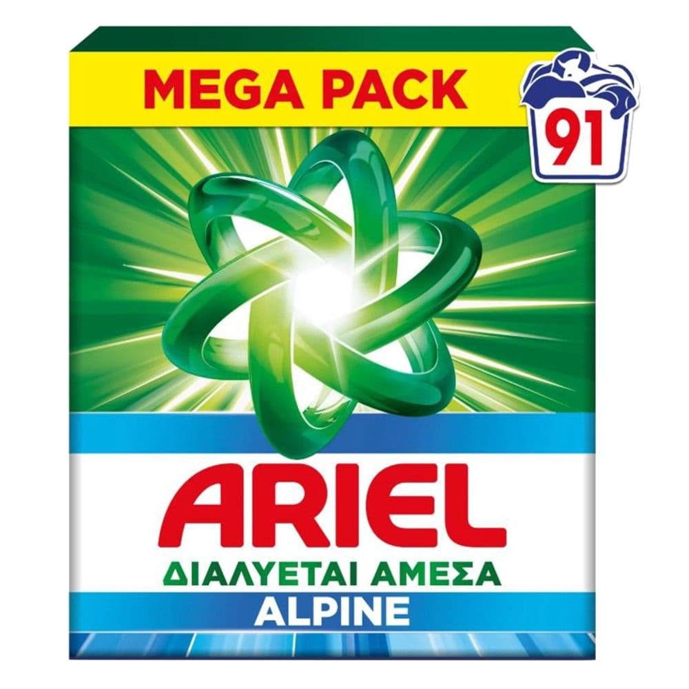 Detergjent pluhur për rrobat, Ariel, Alpine, 91 larje, 5.91 kg, 1 copë