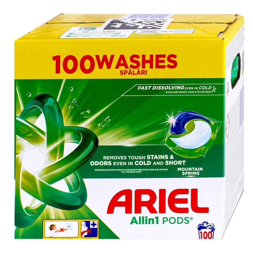 Detergjent kapsulë për rrobat, Ariel, Mountain Spring, 100 kapsula, 1 pako