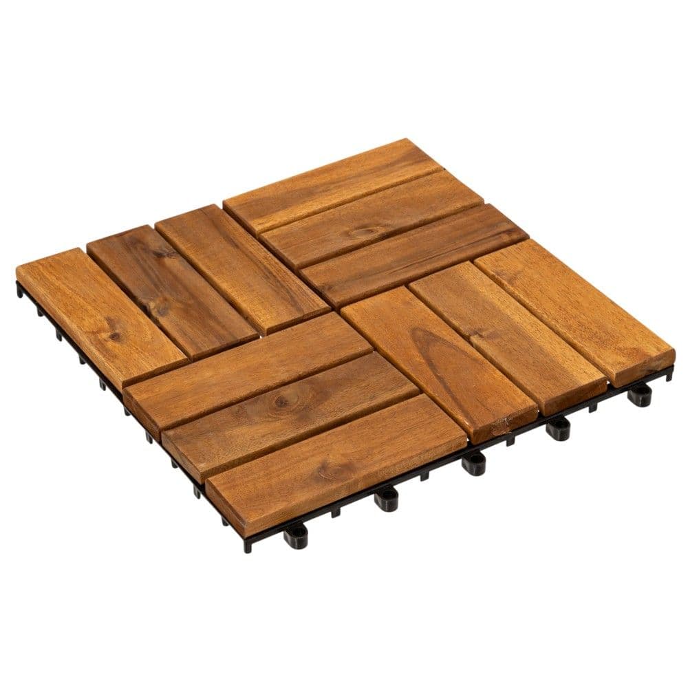 Pllaka decking per kopshtari, dru tropikal Acacia, ngjyre natyrale, 300x300x22 mm