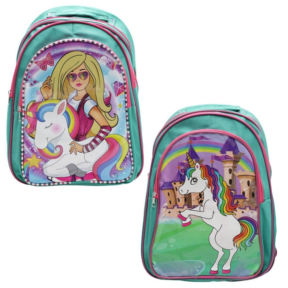 Cantë shkolle për fëmijë, poliestër, me figura të Poni dhe Poni me Barbi