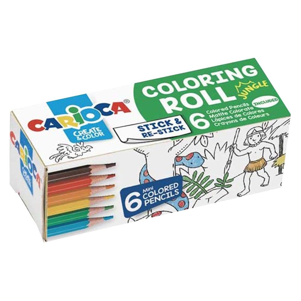 Set për ngjyrosje, për fëmijë, Coloring Roll Jungle, Carioca, dru dhe letër, 10.8x4x4 cm, mikse, 7 copë