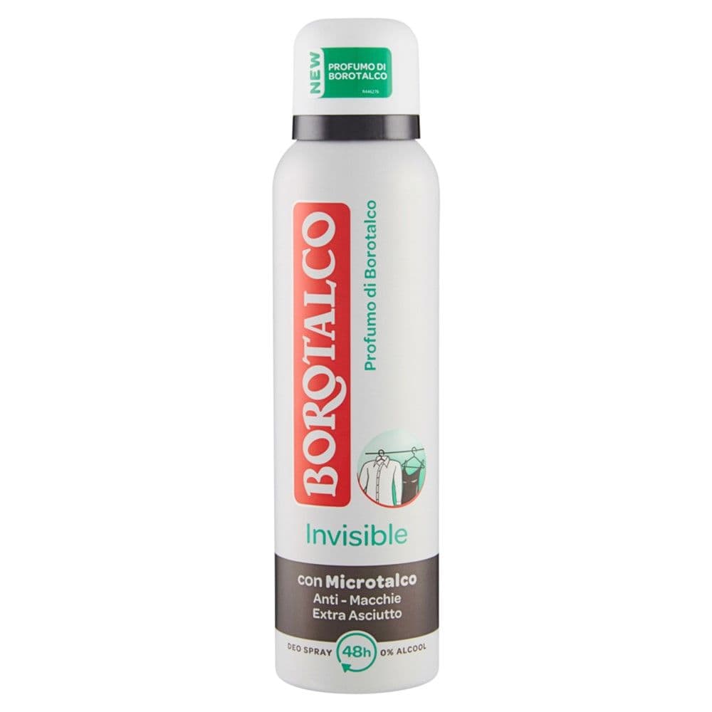 Antidjersë sprai, Invisible, Borotalco, plastikë dhe metal, 150 ml, e bardhë, e gjelbër dhe e zezë, 1 copë