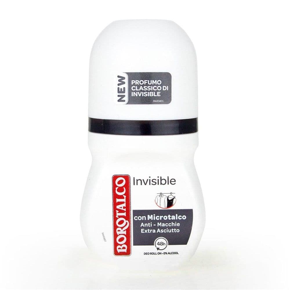 Antidjersë roll-on, Invisible, Borotalco, plastikë, 50 ml, e bardhë dhe e zezë, 1 copë