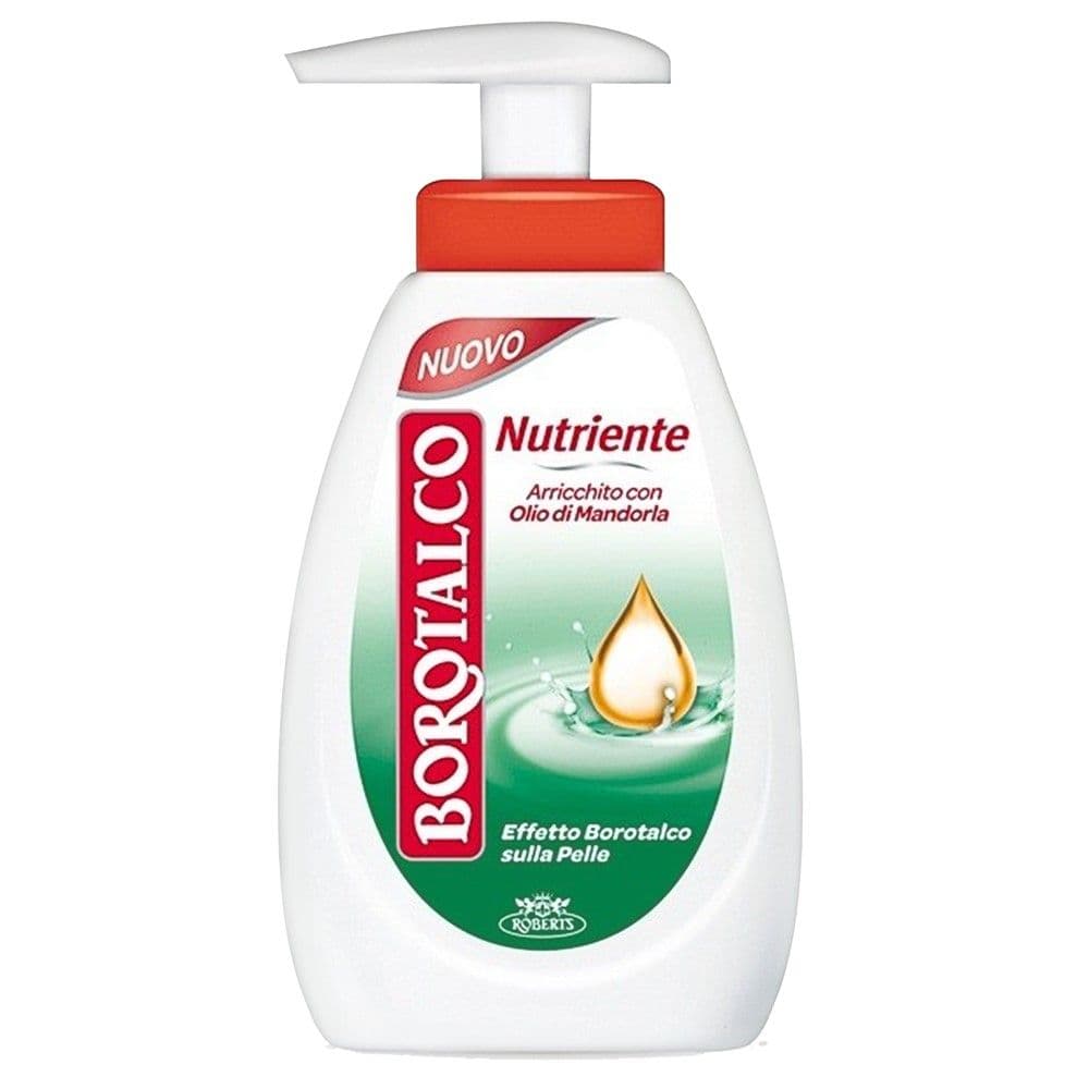 Sapun i lëngshëm me veti ushqyese për duart, Borotalco, plastikë, 250 ml, e bardhë, e kuqe dhe e gjelbër, 1 copë